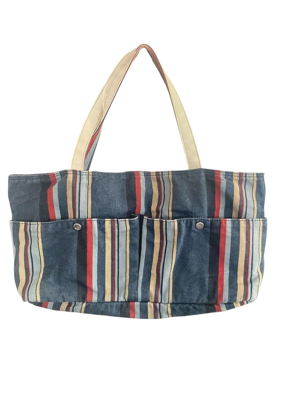 LaPaz Blanca Canvas Striped Multi-color Medium Tote Bag